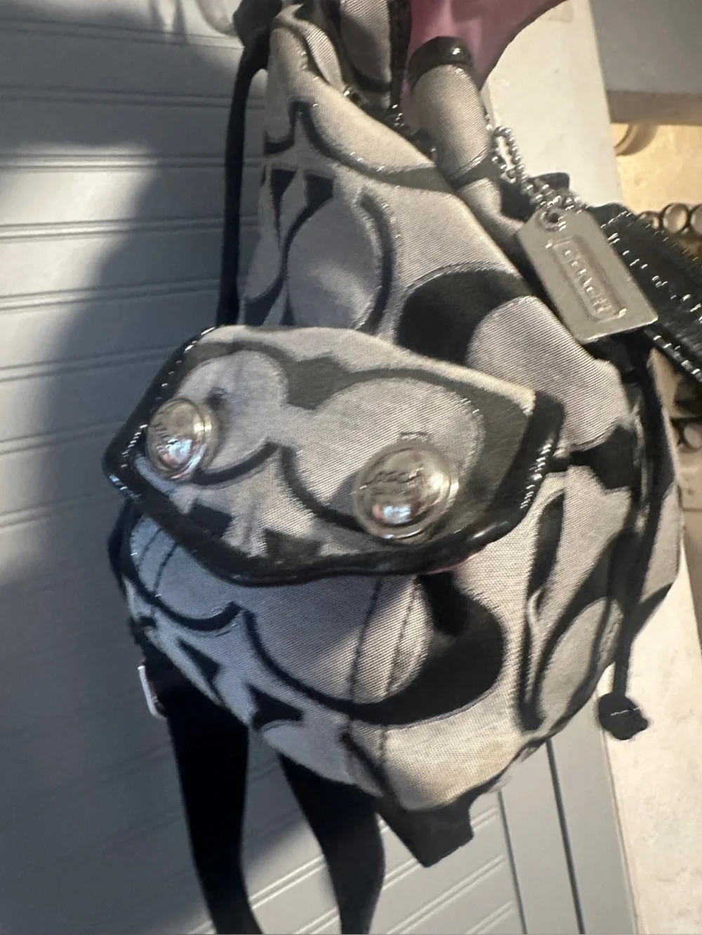 Coach Y2K Poppy Sig. Sateen Lurex Outline Flap Drawstring Backpack MSRP: $278